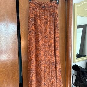 Orange Leaf Print Maxi Dress